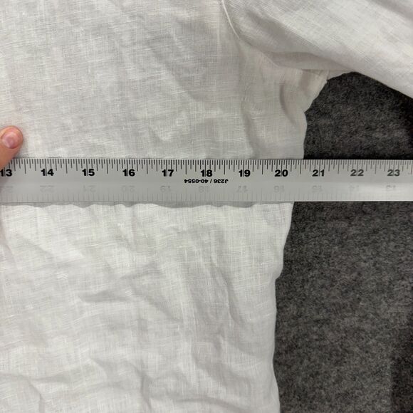 Sigrid Olsen Shirt Women L Large White Button Up Linen Collared Long Sleeve - Picture 5 of 7